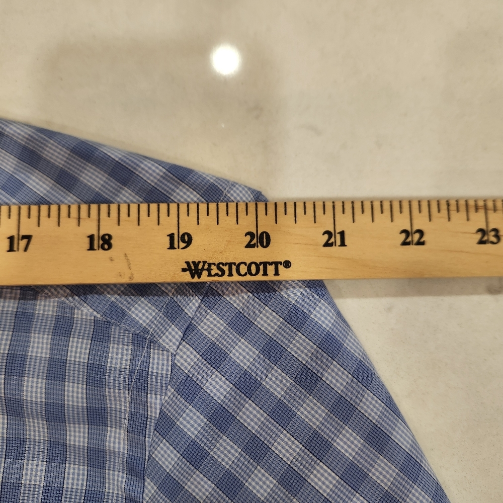 NWOT ETON Button Up Shirt 18 46 Contemporary Blue Check Gingham 100% Cotton - Picture 7 of 13